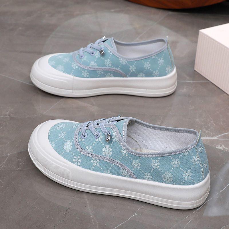 2024 новые осенние женские парусиновые туфли на толстой подошве для девочек, повседневные кроссовки для ходьбы, мокасины, нескользящие женские туфли на плоской подошве