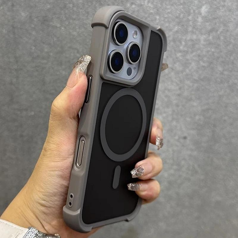 Магнитный Роскошный Матовый Бронированный Ударопрочный Чехол Для iPhone 17 15 14 13 12 11 16 Pro Max Plus Телефон Беспроводная Зарядка Для Magsafe Чехол