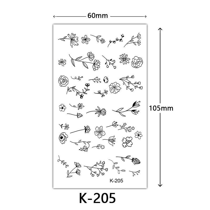 English Letter & Flower Butterfly Tattoo Stickers - Waterproof & Sketch Line Design