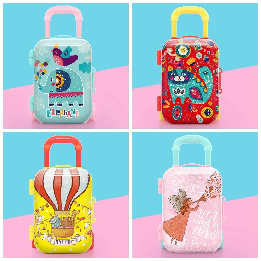 Mini Animals Suitcase Toy Animals Pattern Cartoon Piggy Bank Mini Trolley Case Model Kids