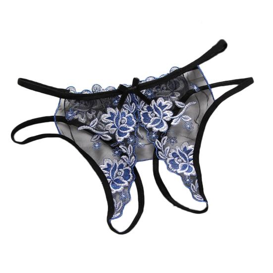 Эротические женские прозрачные бретели с открытой промежностью, кружевные трусы, стринги с цветочным принтом