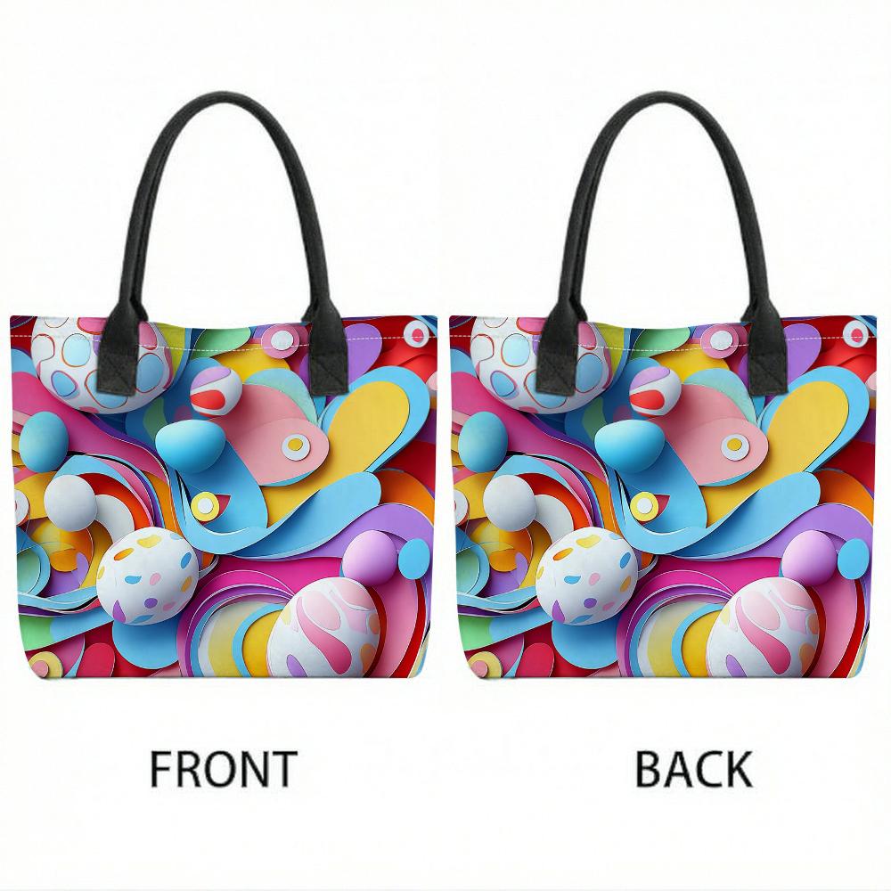 Colorful Abstract Pattern Tote Bag Stylish Large Capacity Casual Daily Handbag for Women Shopping Travel Use