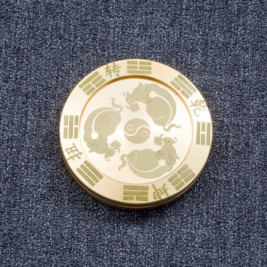 Монеты Фиджет Слайдер Забавные Китайские Иероглифы Тайцзи Круглый из Латуни Приносят Удачу Портативный Снятие Стресса Игрушка Спиннер с Монетами Удачи Подарок для Взрослых