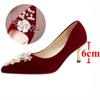 Spring Pearl Flower Wedding Bride Shoes Women Red Slip -On Thin Heels Pumps Woman Elegant High Heels Shoes For Female