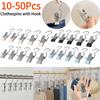 10-50x Premium Stainless Steel Clothespins with Hook Laundry Clothes Pegs for Hanging Clothes Pants Hanger Tongs Clip Hook Clip
