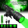 10W Professional Green Red LED Hunting Flashlight 5-Modes Predator Handheld Torch Rechargeable Lantern With Tail Switch