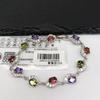 XUPING Jewelry Iced Out Synthetic CZ Colorful Gemstone Artificial Stone Clasp Gold Color Plated Pink Women Heart Tennis Bracelet