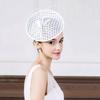 Lady Fedoras Hat Ladies Weddings Black Stripe Heardwear with Veil Women Summer Elegant Party Church Caps B-8162