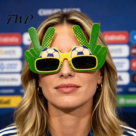 Декоративные party очки Солнцезащитные очки на футбольную тематику, Легкие очки для мероприятий, Забавные очки с жестом «мир», Удобные солнцезащитные очки для стадиона