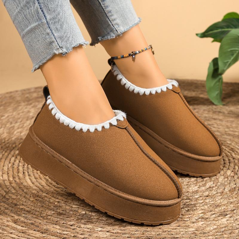 Fashion Autumn and Winter Warm Snow Boots for Women 2025 Fleece Large Cotton Shoes Versatile Platform Bread Cotton Boots