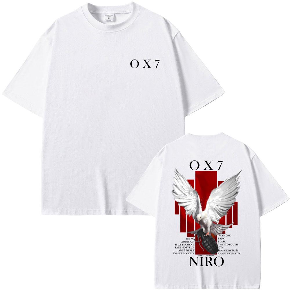 Rapper Niro OX7 Album Graphic T-shirt Unisex Women Hip Hop Fashion Pop Music T-shirts Male Casual Cotton Vintage T Shirt Streetwear