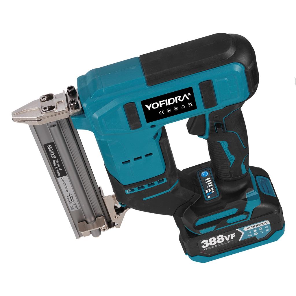 Yofidra Brushless 30mm Electric Nail Gun 2in1 Nailer/Stapler Gun Cordless Framing Nailer Tacker Tool For Makita 18V Battery Pins