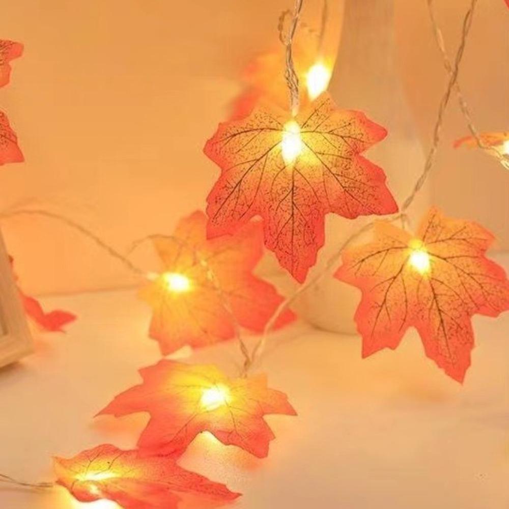Hanging LED String Light Halloween Pumpkin String Lamp Maple Leaves Garland  Home Decoration
