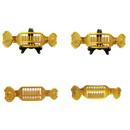Mini Brass Abacus Ruyi Decoration Vintage Chinese Ruyi Golden Abacus Math Calculating Tool Sculpture Feng Shui Decoration Home Office Desktop Ornament