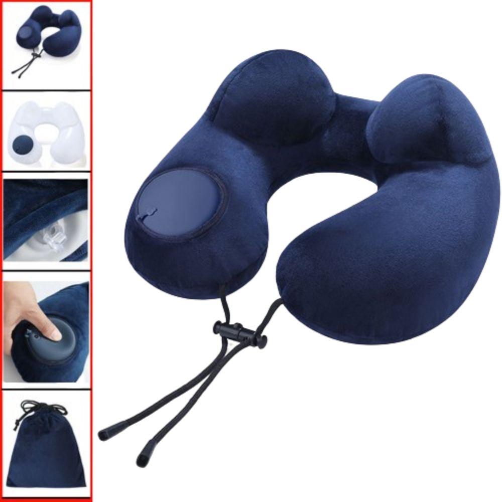 Hand Pressing Inflatable Travel Pillow U-Shaped Neck Support Cushion Neckrest Pad  Tourist