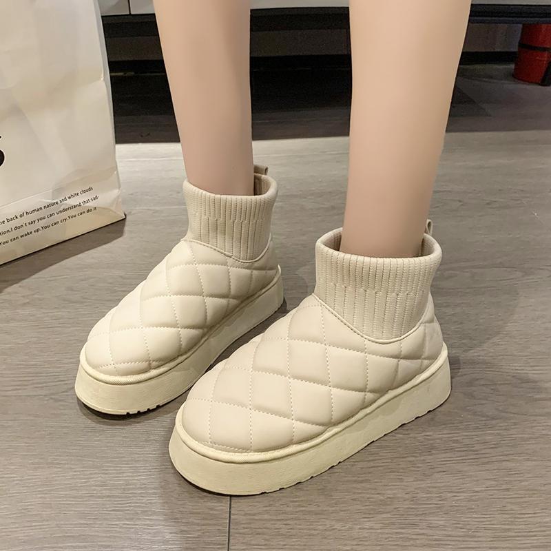 Мода Новая 2024 Обувь для женщин Зимние Снежные Сапоги Женские Бархатные Утепленные Теплые Модные Короткие Голенища Слипоны Хлопковая Обувь Женские Сапоги
