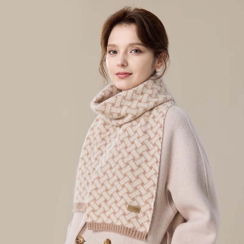 JIUMU Women's Warm Jacquard Cashmere Scarf
