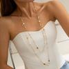 2Pcs/Set Long Chain Imitation Pearl Necklace Double Layers Sweater Chain  Women Fashion