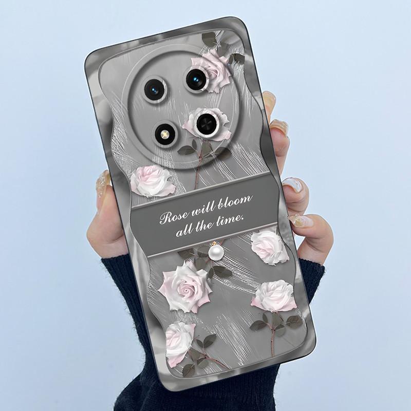 For Honor X9C 2024 Case Simplicity Flower Liquid Soft Silicone Back Cover for HonorX9c X 9C Phone Funda Magic7 Lite Bumper Shell