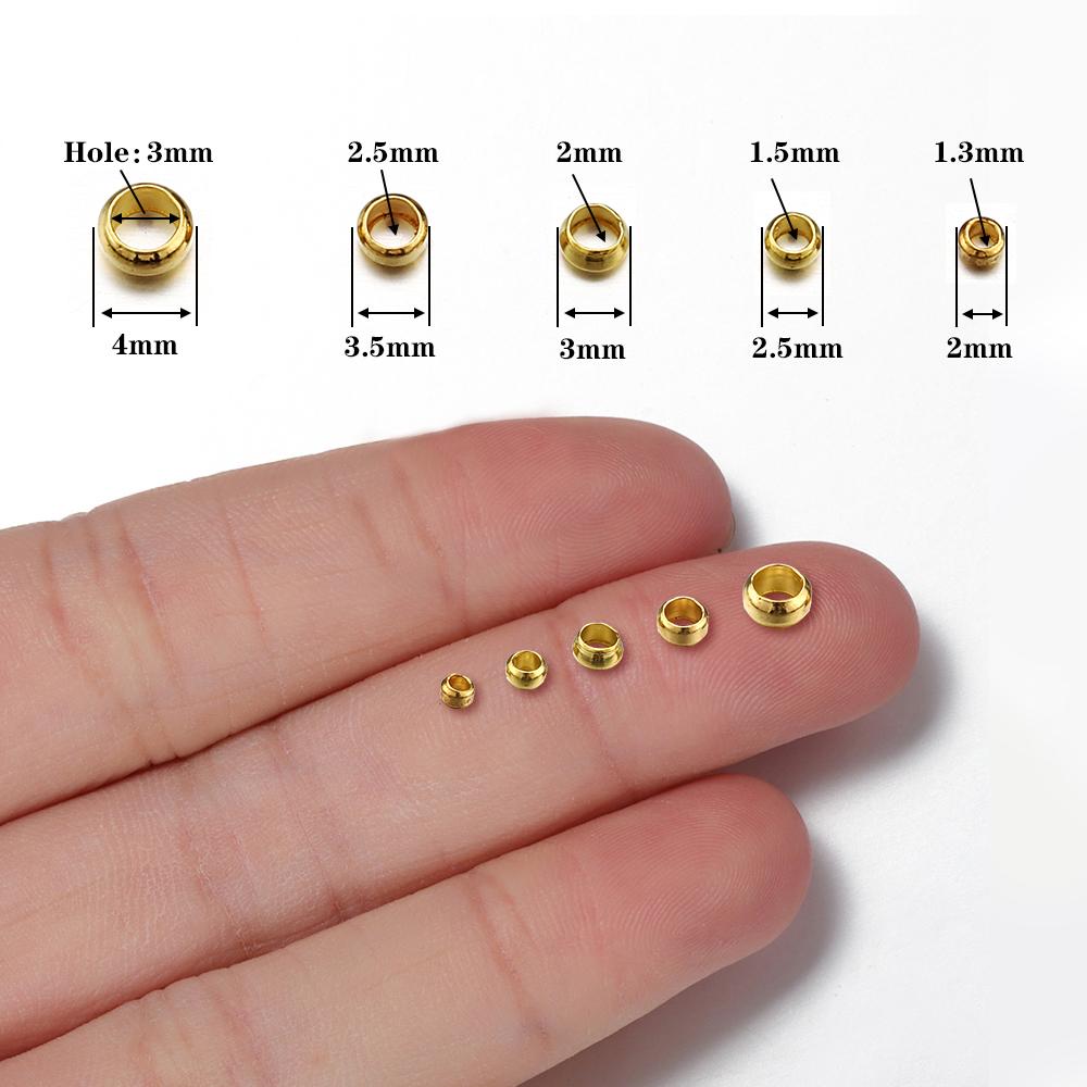 500pcs Gold Silver Color Crimp Beads Copper Ball Stopper Spacer End Beads for Bracelet Necklace DIY Jewelry Making Findings
