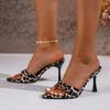 Fashion Shoes for Women 2025 Summer Pointed Toe Modern Women’s Slippers Outdoor Leopard Thin Heel Sandals Fashion Party Dress Slippers