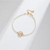 Elegant Glass Pearl Bracelet Women With Zircon Accents 18K Gold Plated Copper Geometric Floral Design