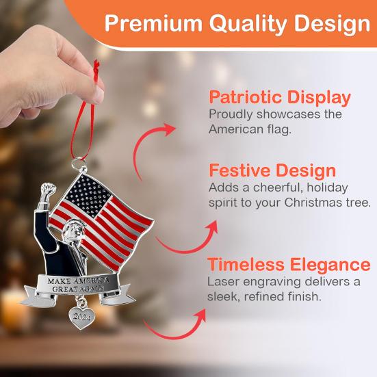 Yousheng 1/2Pcs Trump 2024 Рождественское украшение Америка снова великая флаг США Рождественская елка подвесные украшения патриотическое металлическое украшение