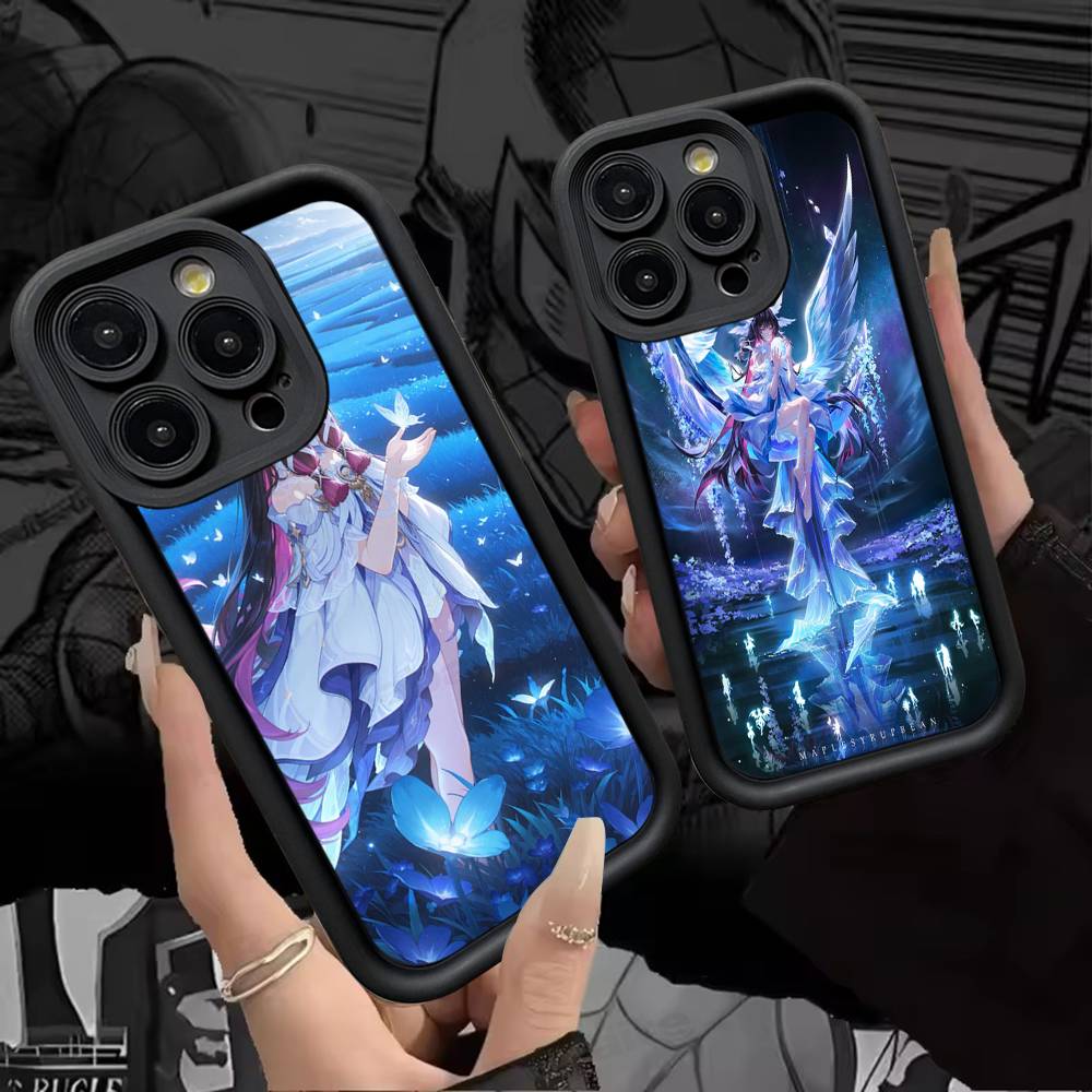 Genshin Impact Коломбина Для iPhone 17 Pro Max 16 15 14 13 12 11 Plus Черный Мягкий Чехол для Телефона