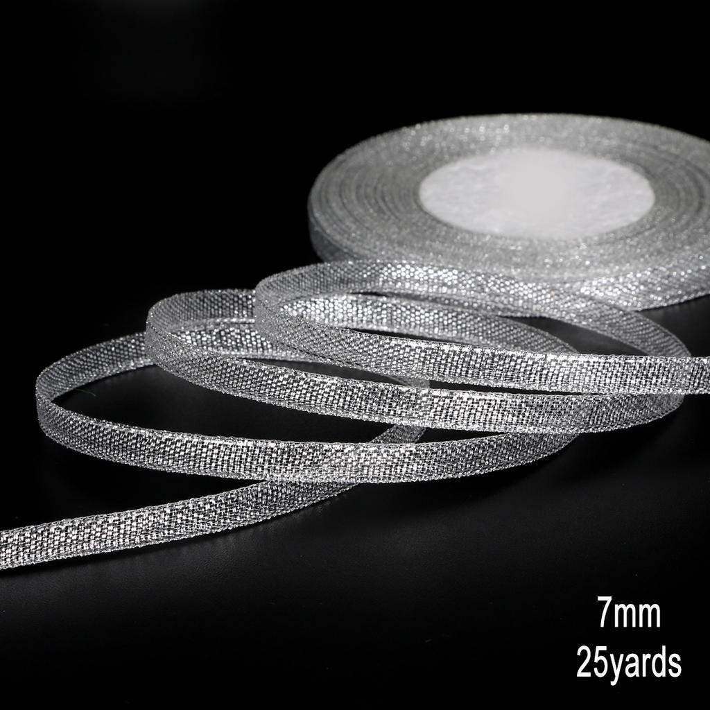 1Pcs Gold/Silver Silk Satin Organza Glitter Ribbon 7-38mm Onions Belt for Wedding Cake Gift Package