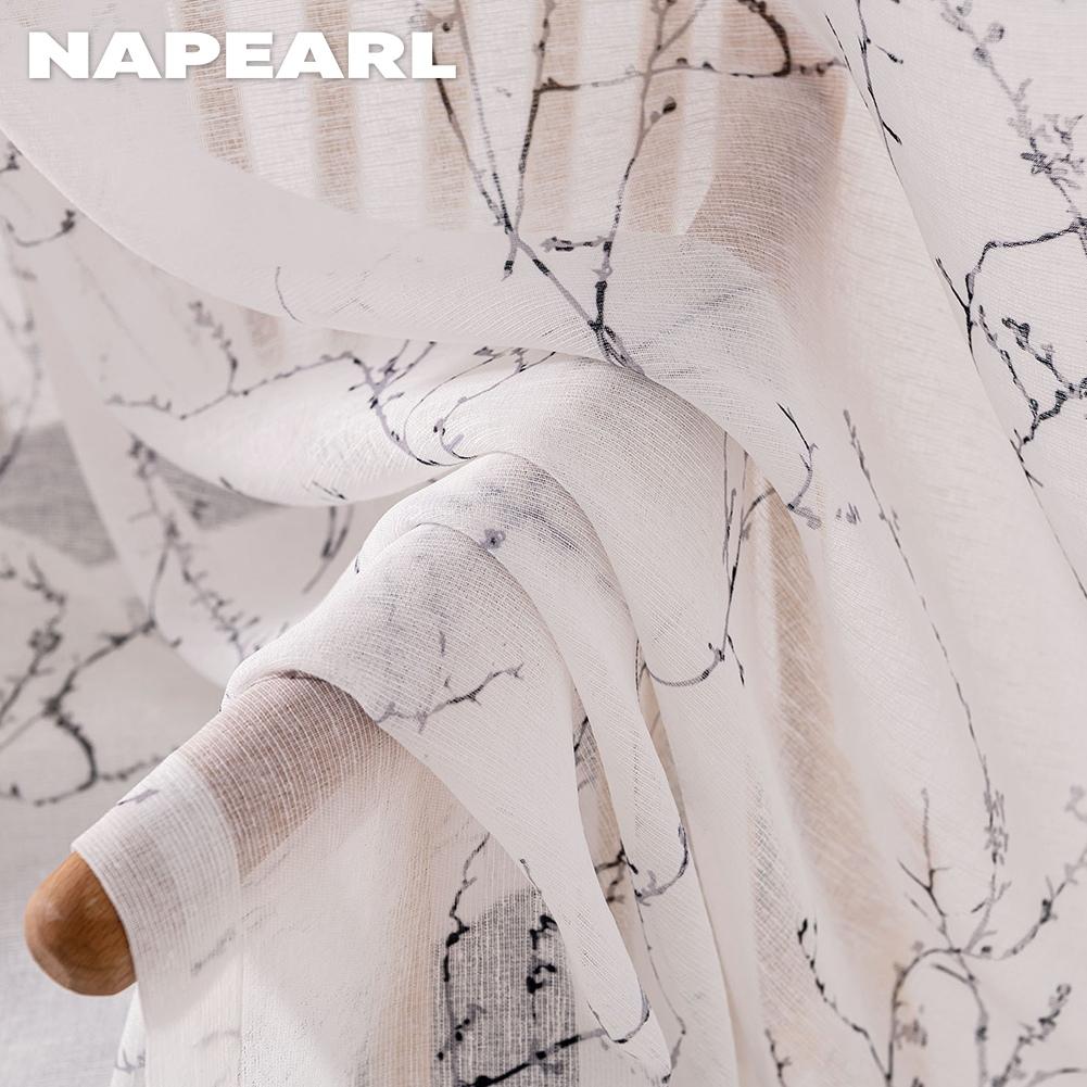 1 шт. NAPEARL Прозрачная дверная штора с растительным узором, простая штора с карманной лентой для кухни, спальни, гостиной, домашнего декора