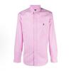 Polo SS22 Хлопковая рубашка с длинным рукавом и логотипом Мужские рубашки Розовый 710867107005CARMEL