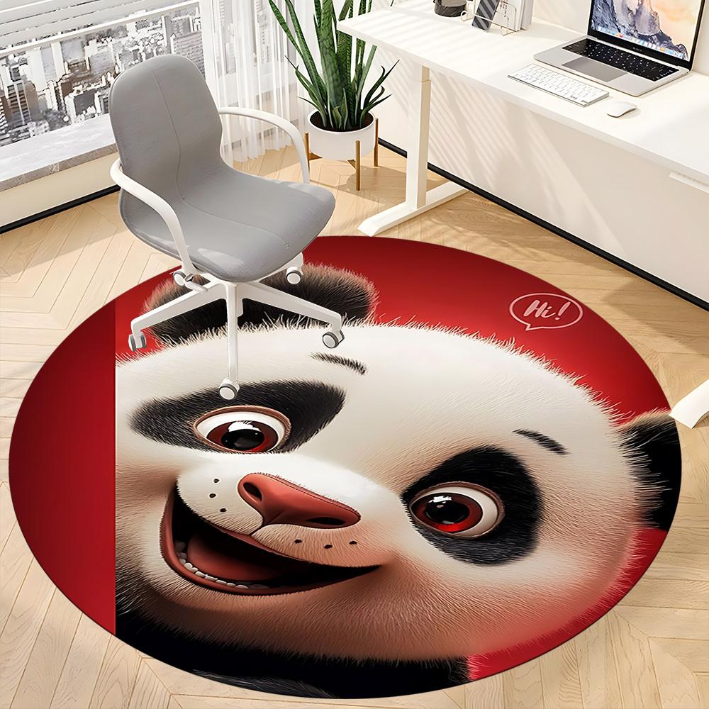 1PC Panda Smile Office Round Area Rug, Mat Suitable ForOffice, Under Office Chairs Bedroom Living Room Home Decor, Room Deco