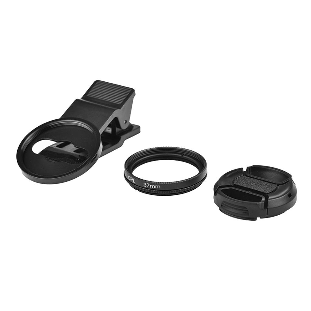 37MM Professional Smartphone CPL Filter Set Clip on Circular Polarizer Lens with Universal Phone Clip Lens Protector