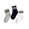 Striped College Style Kids' Mid-Tube Socks - Black, White, Gray for Spring & Autumn