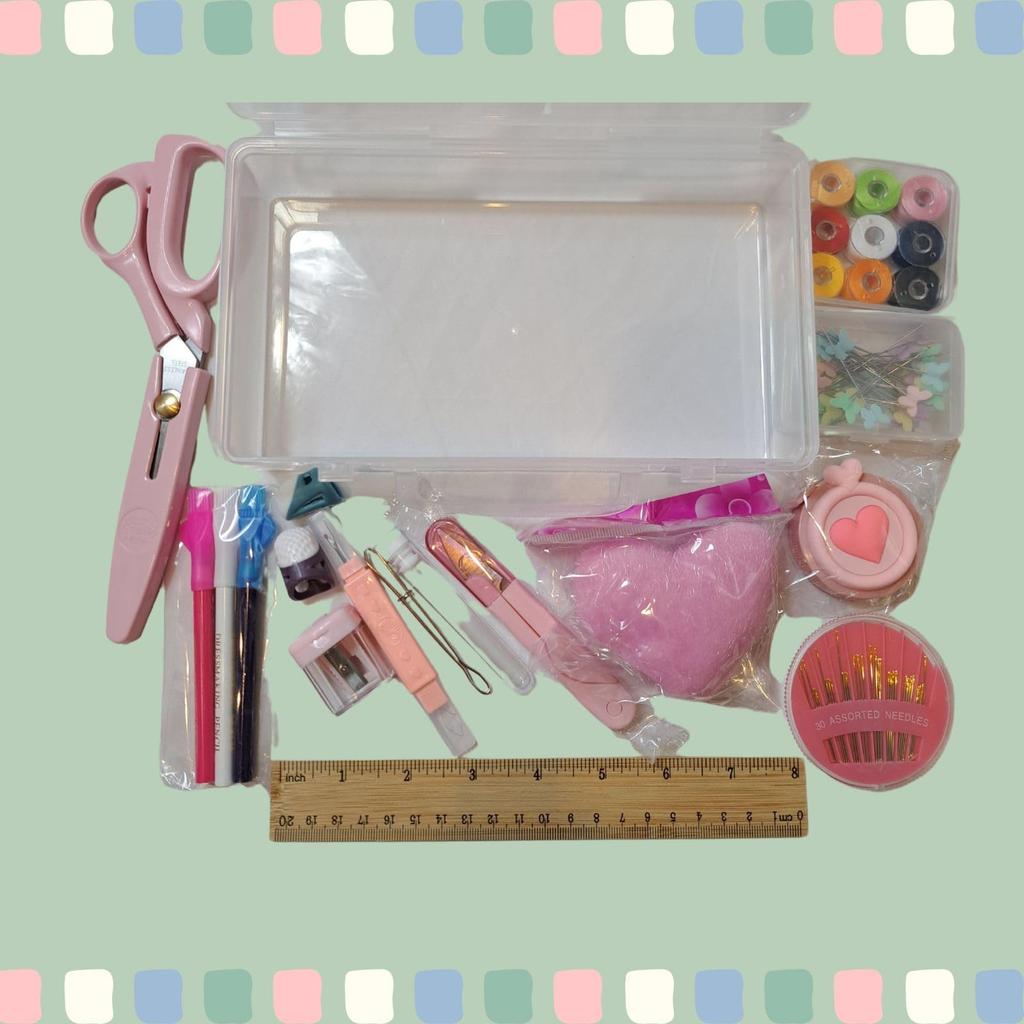 Sewing Kit for Elementary School Sewing Tools for Plastic Case Bg3 Students, Girls, (22.3cm Long, 12.3cm Wide, 5.3cm High)