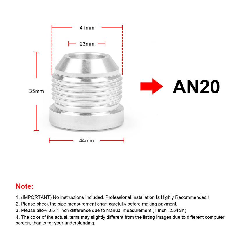 CNSPEED AN6 AN8 AN10 AN12 AN16 AN20 Aluminum Nitrous Hose Fitting Male Billet Straight Male Weld Fitting Adapter Weld Bung