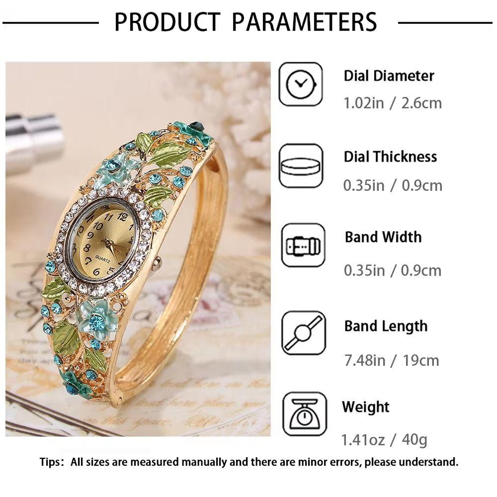 Retro Flower Butterfly Watch Quartz Movement Floral Watch Set Evening Party