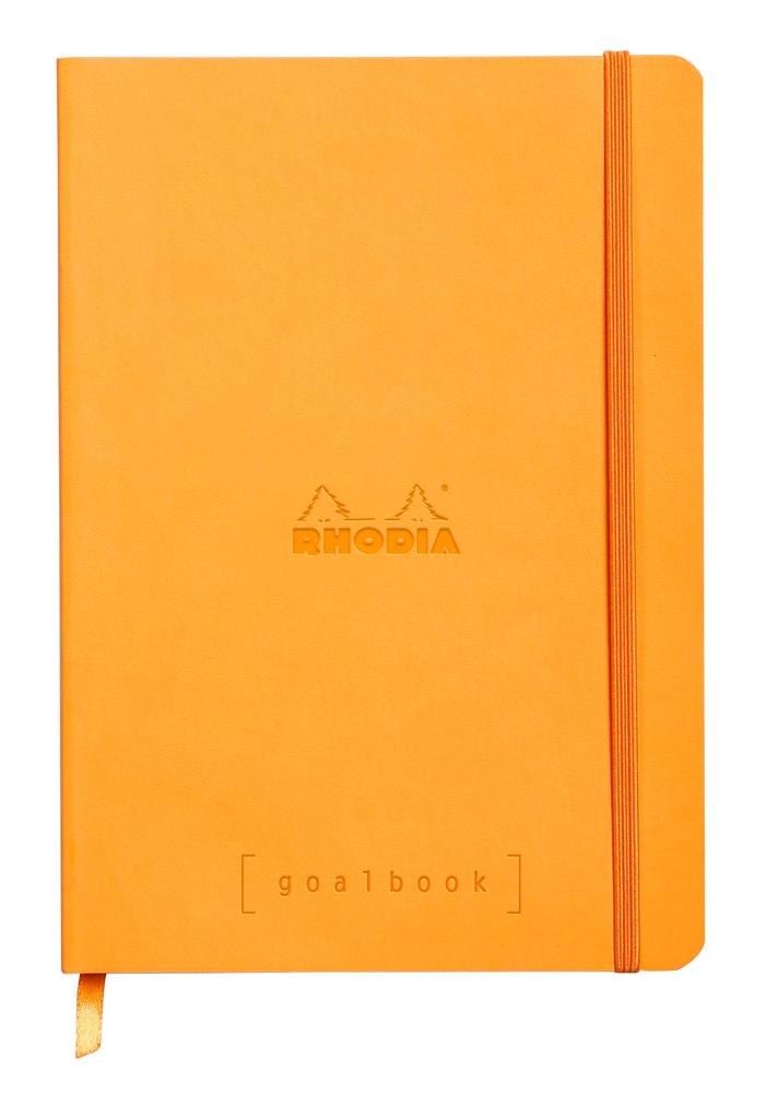 Rhodia Rhodiarama Goal Dotted 240 Italian Leather Cf117755 Book, A5, Grid, Pages, Cover, Orange,