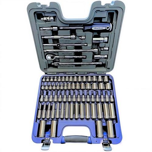 Blue-Point by Snap-on Ratchet Wrench, Driver, Handle, and Complete Socket Tool Set, 77 Pieces, 3/8" (9.5mm) BLPATSM3877, Blue