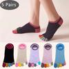 5 Pairs Spring No Show Toes socks Pure Cotton Colorful Cute Casual Soft Breathable,Deodorant,Invisible 5 Finger Socks Harajuku