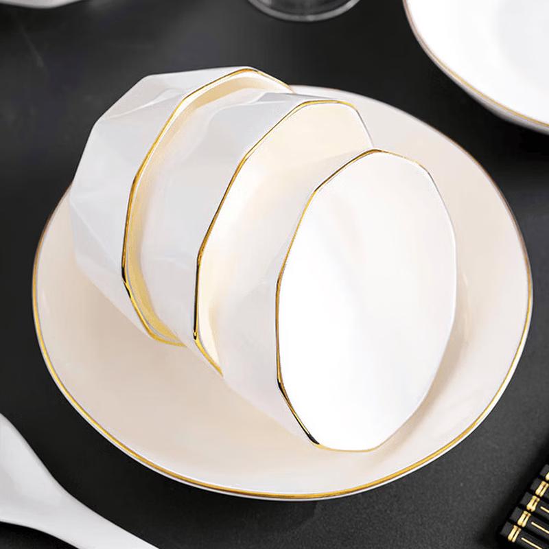 APLO Porcelain Love Gold Rim 24-Piece Dinnerware Set