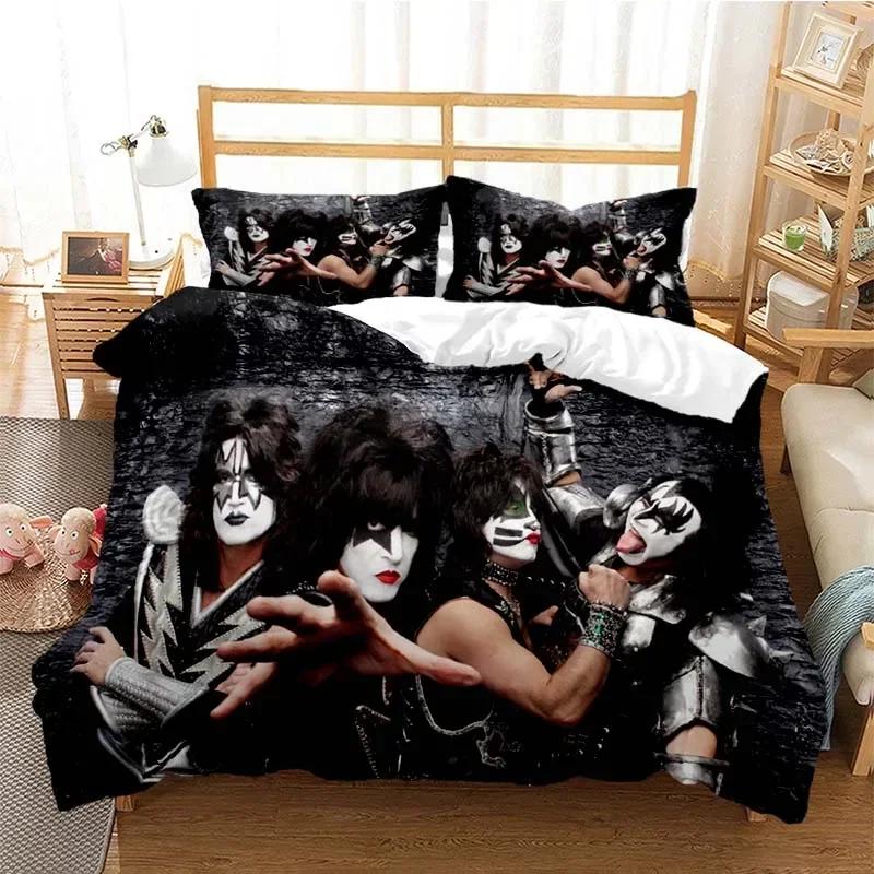 Kiss Band Fashion Comfortable Duvet Quilt Cover Pillowcase Bedding Set Children Bedroom Decoration Home Textile