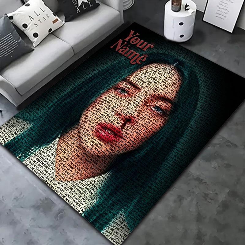 Billie Eilish Custom Name Carpet Rug for Living Room Bedroom Home Sofa Decoration,Kids play Non-slip Floor Mat