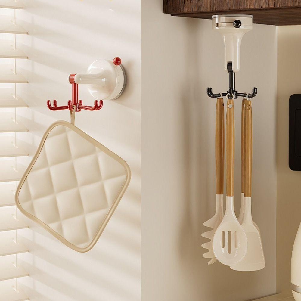 360° Rotating Kitchen Suction Cup Hook Dopamine 6-Claw Suction Cup Rotating Hook Bathroom