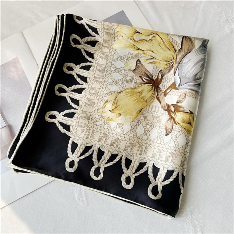 110*110 см квадратный шелковый шарф женский модный принт маленький шейный платок офисный женский пояс для волос носовой платок женский платок шаль шарф