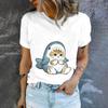 Cute Cat Print High Quality Short Sleeve Street Fashion Loose Round Neck T-shirt Summer New Casual Comfortable Women's T-shirt