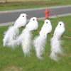 6/12Pcs Realistic White Artificial Feather Birds Fake Doves Foam Bird Figurines with Pearl Sccents