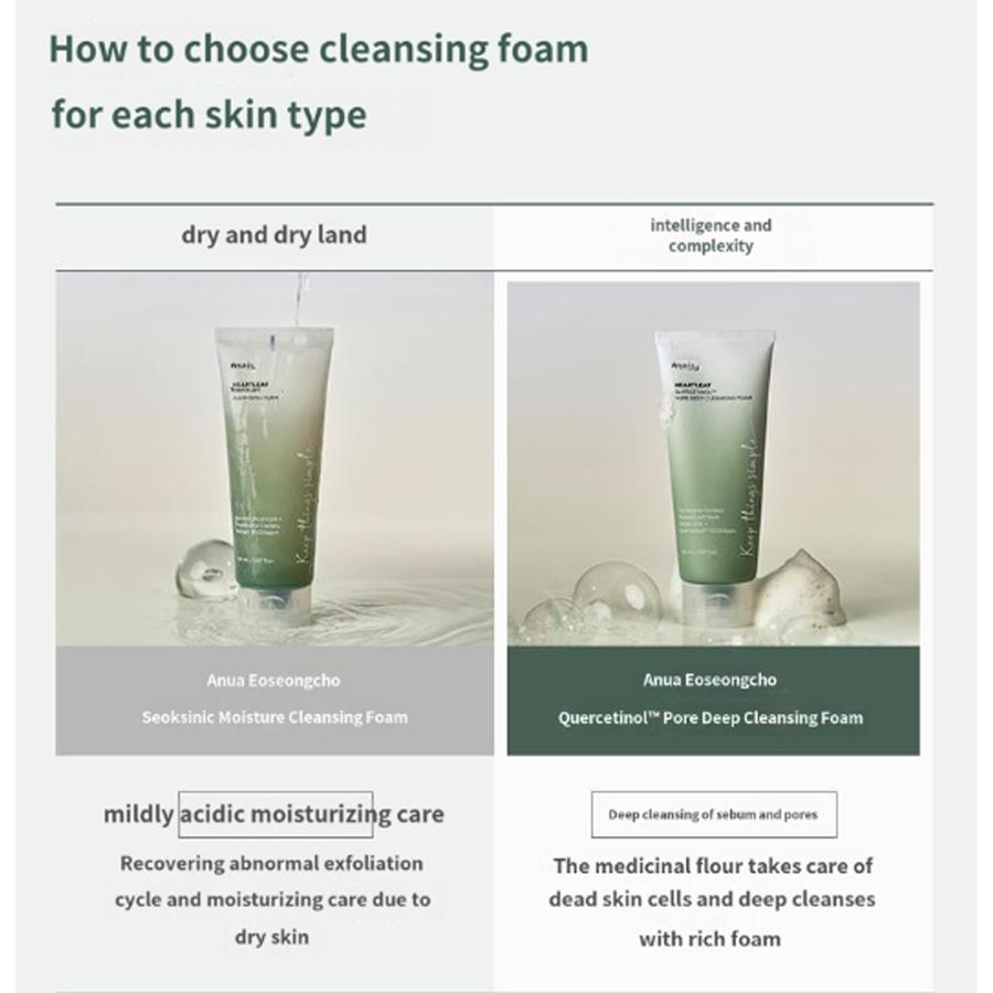 Anua Heartleaf Quercetinol Pore Deep Cleansing Foam, 5.07 Fl Oz (150 Ml)