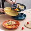 2pcs Microwavable Food  Plate Round Fruit Serving Tray Portable Divided Dinner Plate  Salad