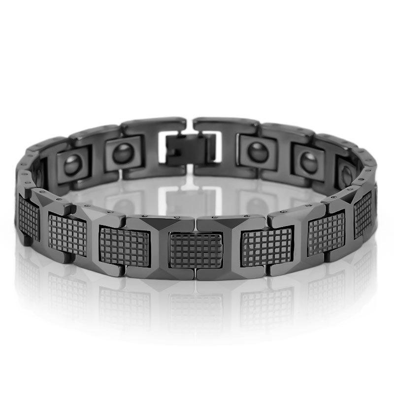 12 мм Панк Золотой Цвет Германский Камень Магнит Браслет для Здоровья Мужчины Женщины Хип-хоп Черная Нержавеющая Сталь Велосипед Магнитный Браслет Украшение